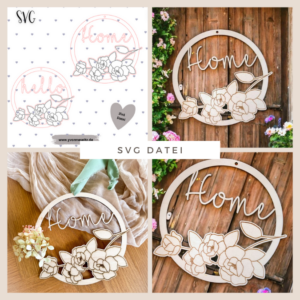 SVG Laser Datei Kränze Home Hello 2er Set Kranz SVG Datei