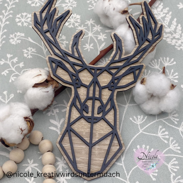 SVG Laser Datei Hirsch Winter Vibes Wanddeko Cut SVG Datei – Bild 4