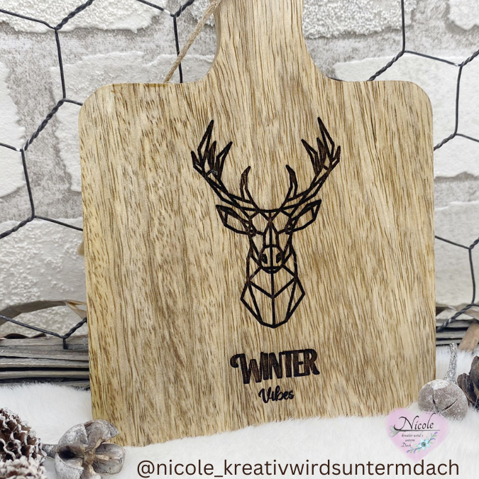 SVG Laser Datei Hirsch Winter Vibes Wanddeko Cut SVG Datei – Bild 5