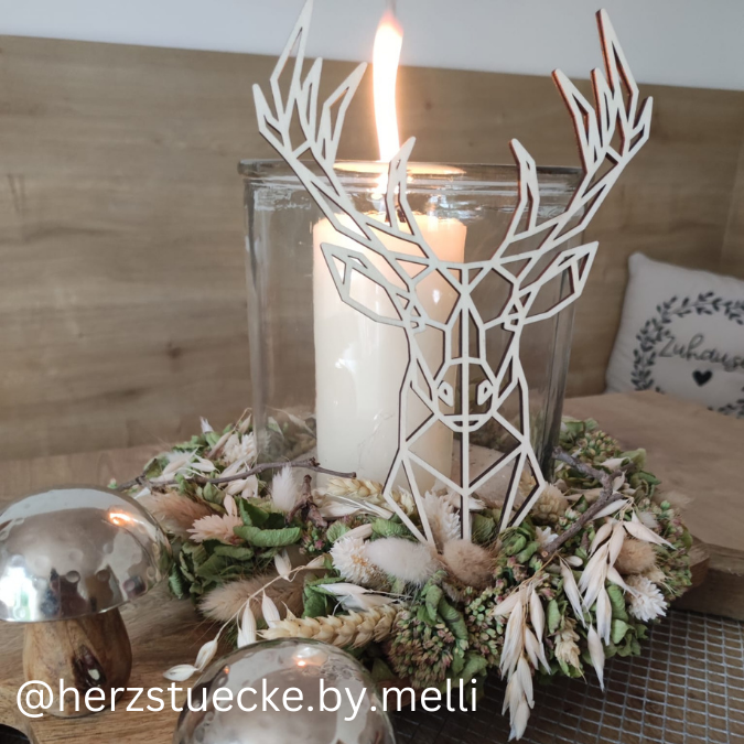 SVG Laser Datei Hirsch Winter Vibes Wanddeko Cut SVG Datei – Bild 3