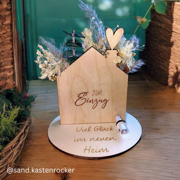 SVG Laser Datei Haus zum Einzug Gutscheinverpackung Geldgeschenk Gutscheine Trockenblumen – Bild 5