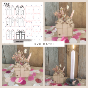 SVG Laser Datei Geschenkbox Geschenk für Trockenblumen und Kleinigkeiten Laserdatei SVG Datei 3mm
