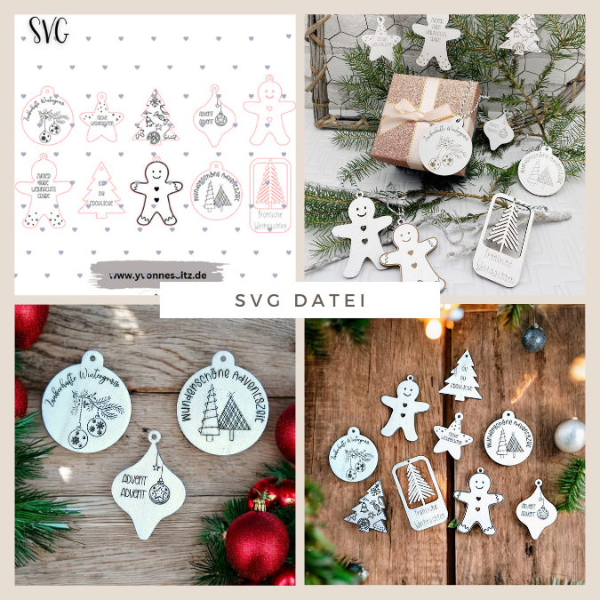 SVG Laser Datei Winter Geschenkanhänger Anhänger Weihnachten Laserdatei SVG Datei
