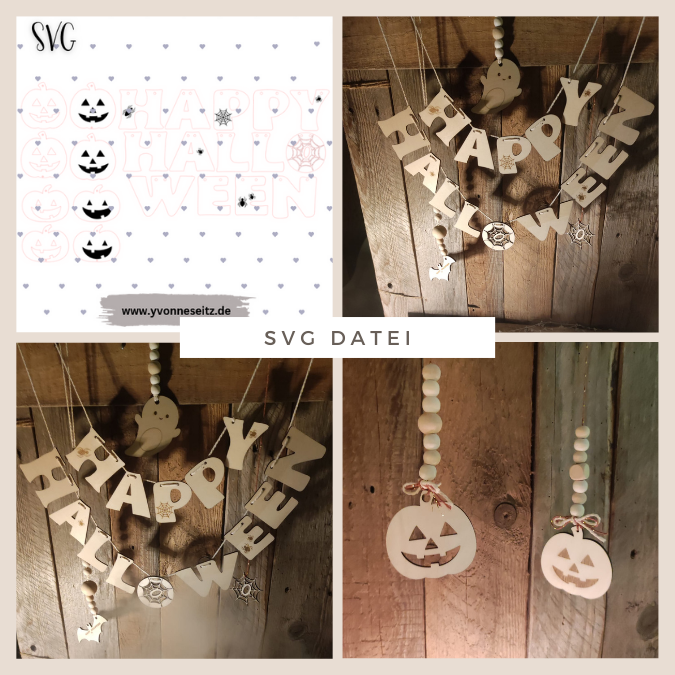 SVG Laser Datei Halloween Deko zum hängen aufhängen Girlande Laserdatei SVG Datei