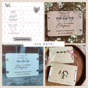 SVG Laser Datei Hochzeit Geldgeschenk Geldgeschenkverpackung Hochzeitsgeschenk SVG Datei