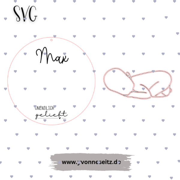 SVG Laser Datei Holzscheibe Baby 3D Effekt Unendlich geliebt Cut Geburt Geschenkidee Laserdatei SVG Datei – Bild 2