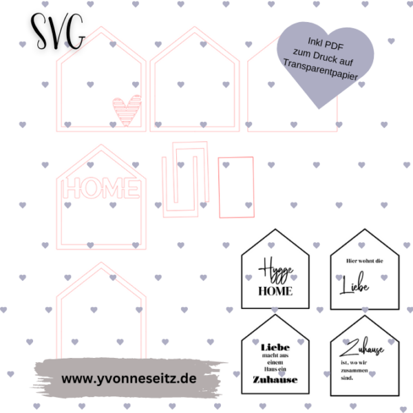 SVG Laser Datei Lichthaus Home Zuhause für Transparentpapier inkl PDF zum ausdrucken Laserdatei SVG Datei – Bild 2