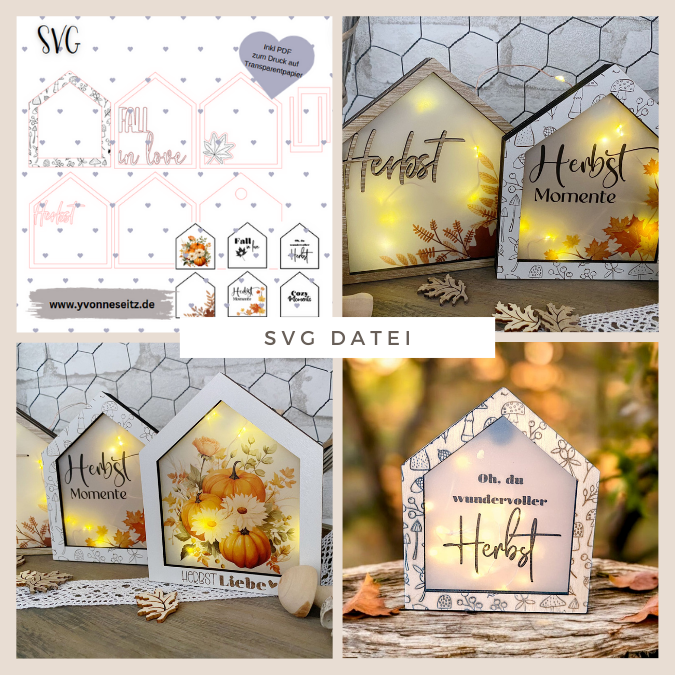 SVG Laser Datei Lichthaus Herbst für Transparentpapier inkl PDF zum ausdrucken Laserdatei SVG Datei