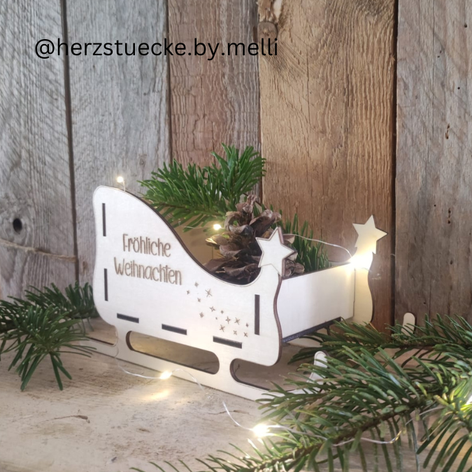 SVG Laser Datei Winter Weihnachten Geschenkbox Schlitten zum befüllen Laserdatei SVG Datei 3mm – Bild 6
