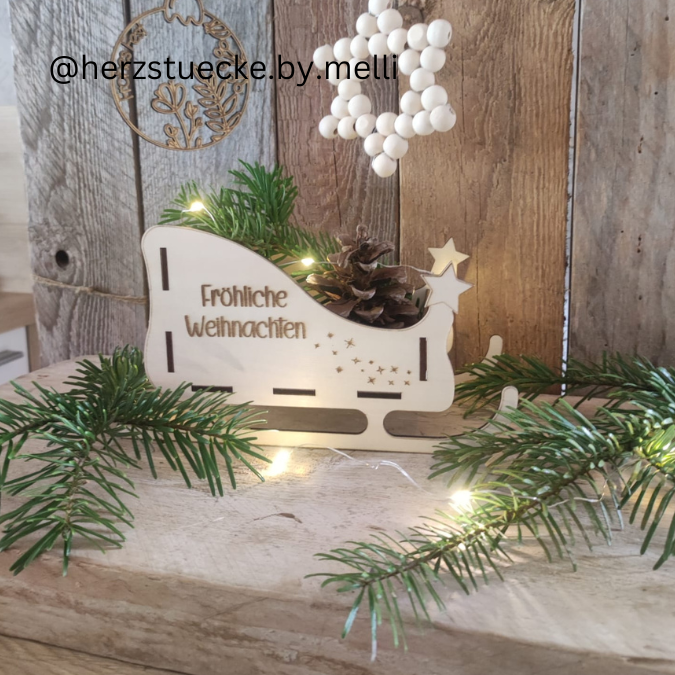 SVG Laser Datei Winter Weihnachten Geschenkbox Schlitten zum befüllen Laserdatei SVG Datei 3mm – Bild 10