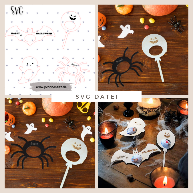 SVG Laser Datei Halloween Süßigkeiten Halter Bon Bon Halter Lolli Laserdatei SVG Datei