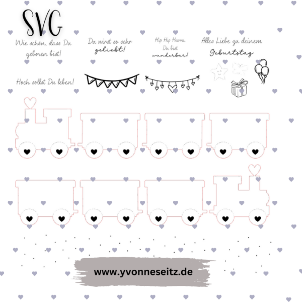 SVG Laser Datei 3mm Geburtstagszug XXL Geburtstagsteller Geburtstag Laserdatei SVG Datei 3mm – Bild 3