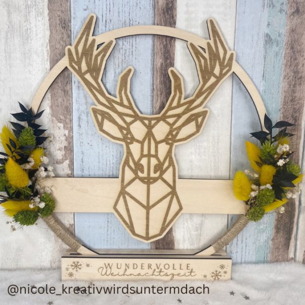 SVG Laser Datei Hirsch Winter Vibes Wanddeko Cut SVG Datei – Bild 10