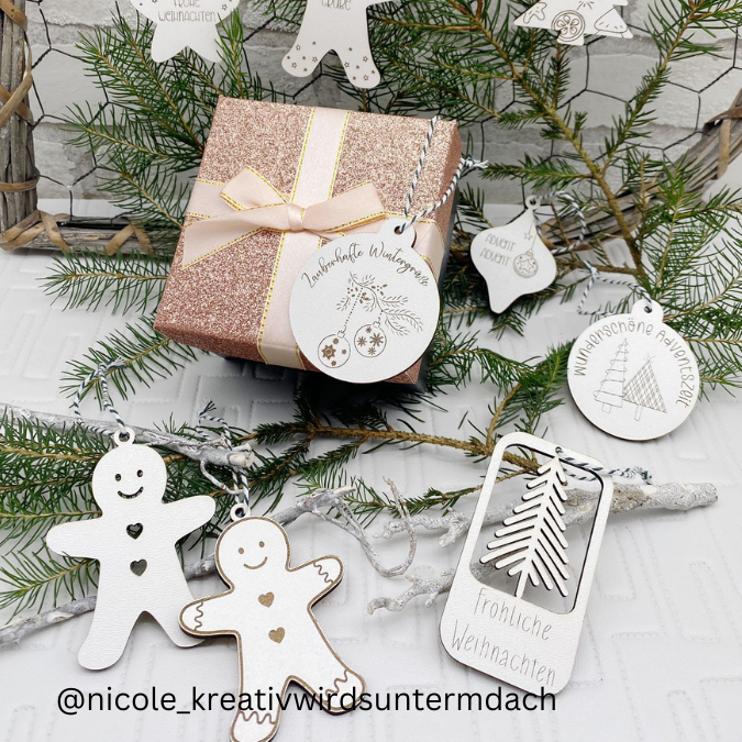 SVG Laser Datei Winter Geschenkanhänger Anhänger Weihnachten Laserdatei SVG Datei – Bild 9