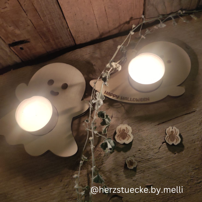 SVG Laser Datei Halloween Teelichthalter Geister 3er Laserdatei SVG Datei – Bild 4