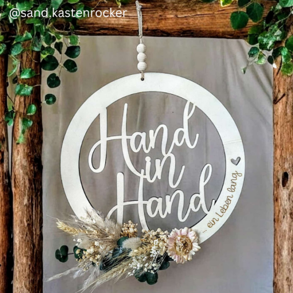 SVG Laser Datei Hochzeitsgeschenk Kranz Hochzeit Geldgeschenk Hand in Hand SVG Datei – Bild 7