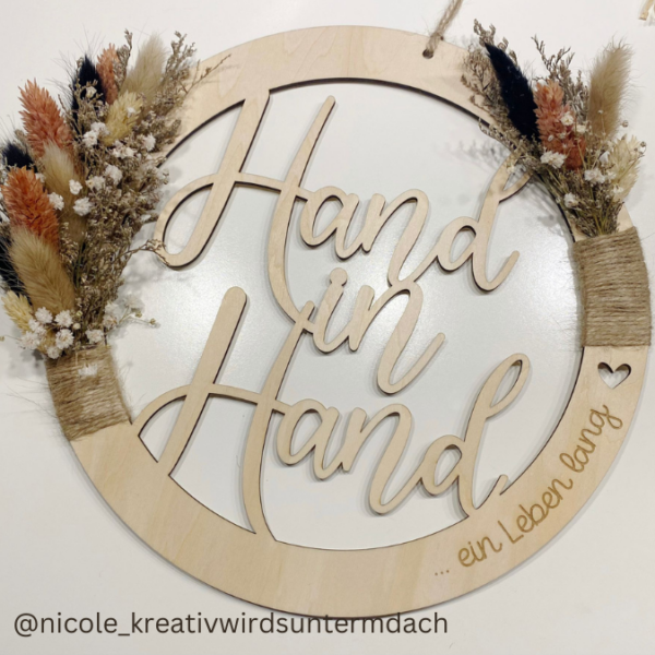SVG Laser Datei Hochzeitsgeschenk Kranz Hochzeit Geldgeschenk Hand in Hand SVG Datei – Bild 6