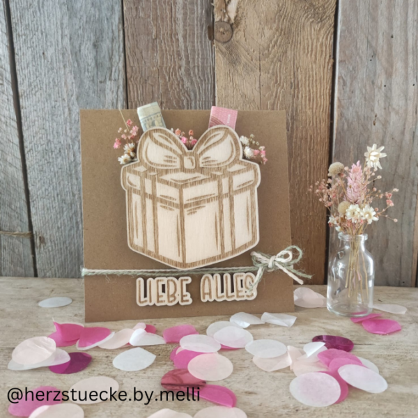 SVG Laser Datei Geldgeschenk Geburtstag Geschenk Geburtstagsgeschenk Trockenblumen SVG Datei – Bild 4