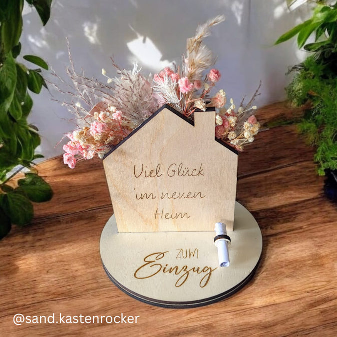 SVG Laserdatei Haus Häuschen zum Einzug Umzug erste eigene Wohnung Eigenheim Hauskauf für Blumen oder Geld Geldgeschenk Richtfest SVG Datei – Bild 3