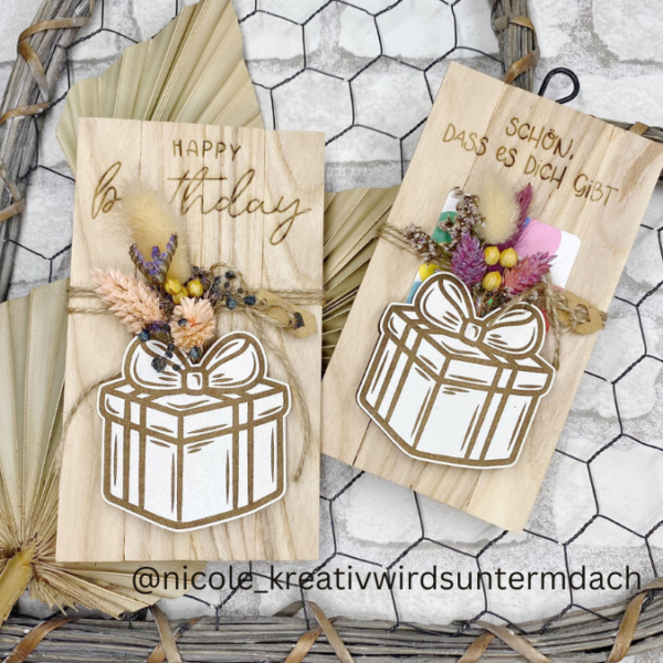 SVG Laser Datei Geldgeschenk Geburtstag Geschenk Geburtstagsgeschenk Trockenblumen SVG Datei – Bild 3