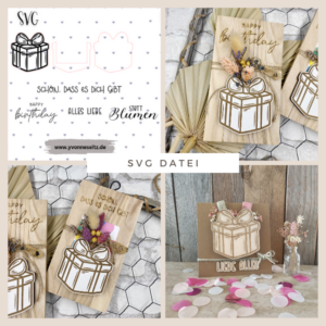 SVG Laser Datei Geldgeschenk Geburtstag Geschenk Geburtstagsgeschenk Trockenblumen SVG Datei