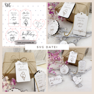 SVG Laser Datei Geschenkanhänger Geburtstag Laserdatei