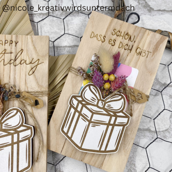 SVG Laser Datei Geldgeschenk Geburtstag Geschenk Geburtstagsgeschenk Trockenblumen SVG Datei – Bild 6