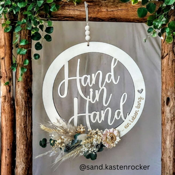 SVG Laser Datei Hochzeitsgeschenk Kranz Hochzeit Geldgeschenk Hand in Hand SVG Datei – Bild 2