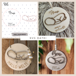 SVG Laser Datei Holzscheibe Baby 3D Effekt Unendlich geliebt Cut Geburt Geschenkidee Laserdatei SVG Datei