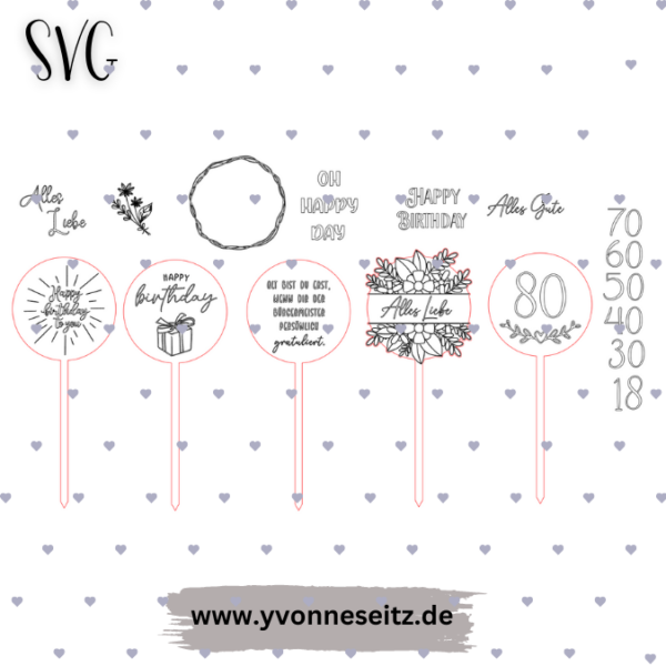 SVG Laser Datei XXL Pflanzenstecker Blumestecker Blumenstrauß Geburtstag Geschenk SVG Datei – Bild 2