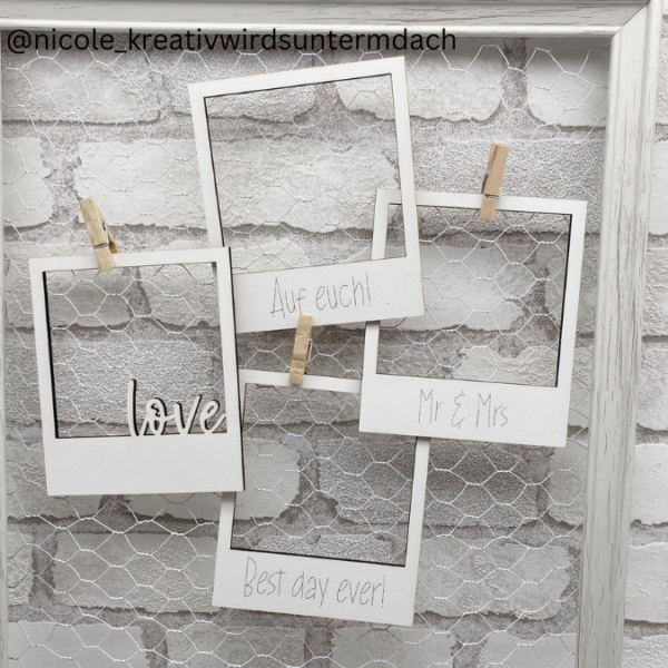 SVG Laser Datei Polaroid 9er Set Hochzeit Foto Accessoires Wedding Fotoidee SVG Datei – Bild 3