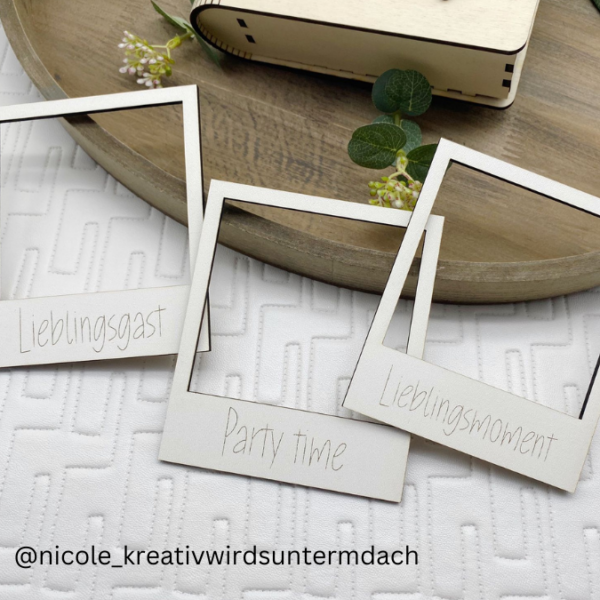 SVG Laser Datei Polaroid 9er Set Hochzeit Foto Accessoires Wedding Fotoidee SVG Datei – Bild 5