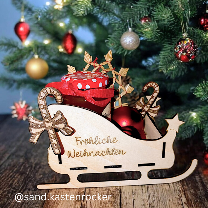 SVG Laser Datei Winter Weihnachten Geschenkbox Schlitten zum befüllen Laserdatei SVG Datei 3mm – Bild 3