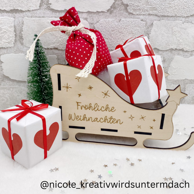 SVG Laser Datei Winter Weihnachten Geschenkbox Schlitten zum befüllen Laserdatei SVG Datei 3mm – Bild 5