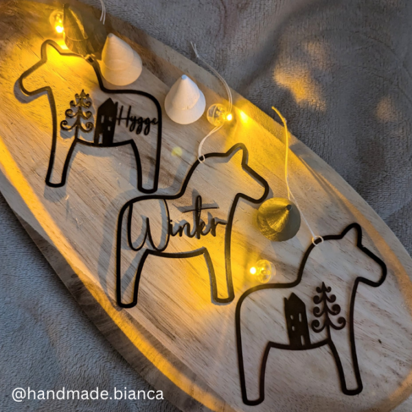 SVG Laser Datei 3er Set Dala Kränze Winter Weihnachten Skandi Scandi Dalapferd Skandinavian living Scandihome Reh Hej God Jul Dala Pferde – Bild 5