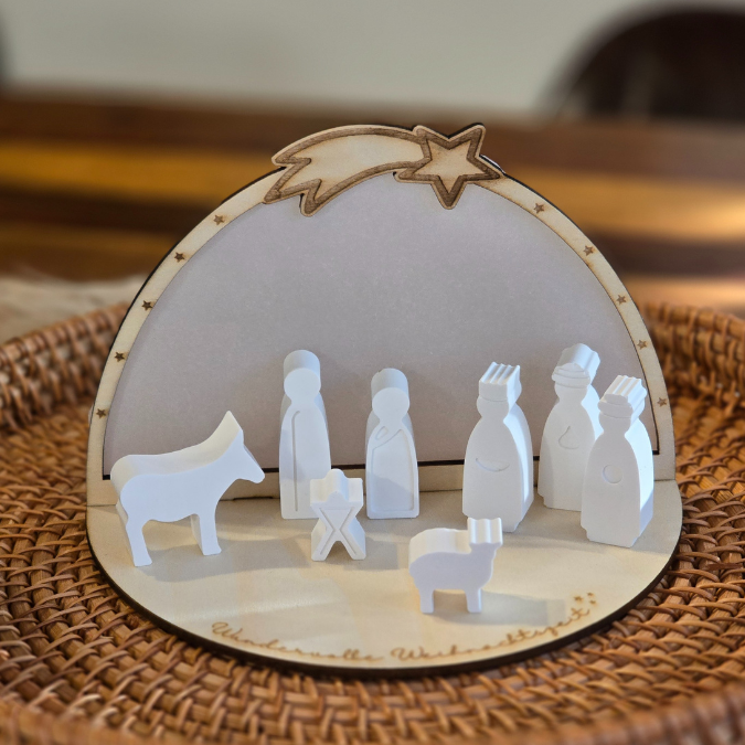3mm und 4mm Teller für Krippe Dekoteller Ständer Minikrippe SVG Laser Datei Weihnachten Heilige Nacht – Bild 7