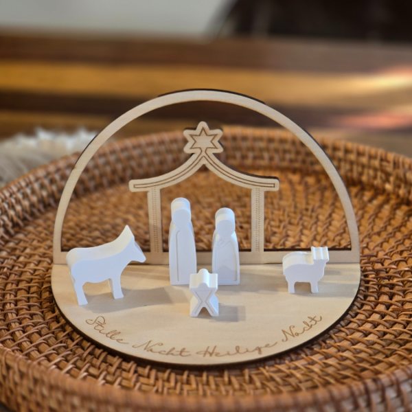 3mm und 4mm Teller für Krippe Dekoteller Ständer Minikrippe SVG Laser Datei Weihnachten Heilige Nacht – Bild 10