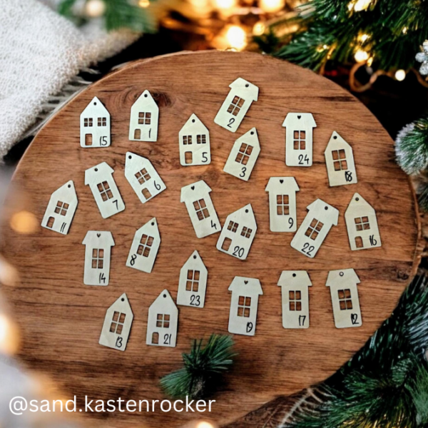SVG Laser Datei Zahlen 1-24 Häuser Haus Adventskalenderanhänger Anhänger Adventskalender – Bild 3
