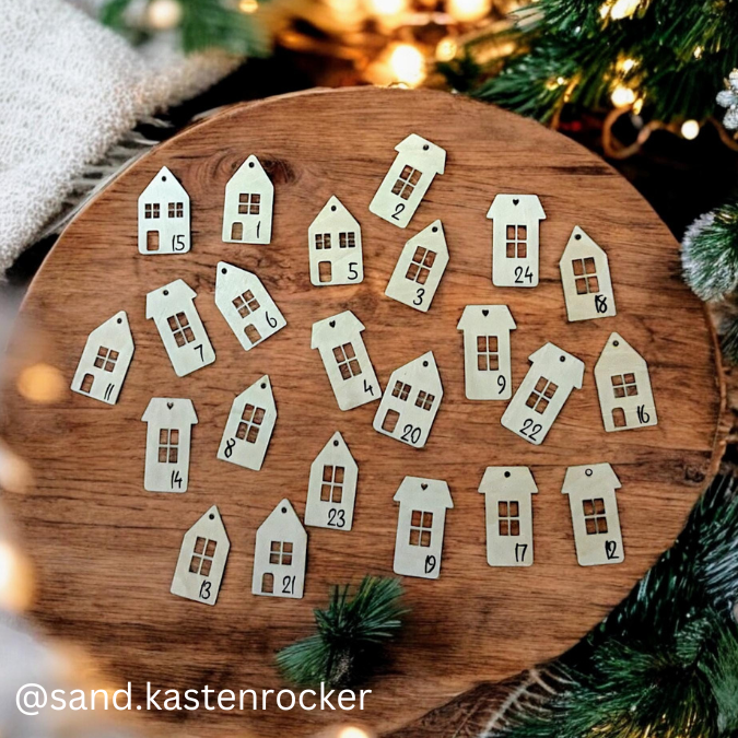 SVG Laser Datei Zahlen 1-24 Häuser Haus Adventskalenderanhänger Anhänger Adventskalender – Bild 3