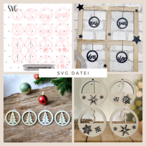SVG Laser Datei Adventskranzzahlen Advent 1234 Adventskranz Laserdatei