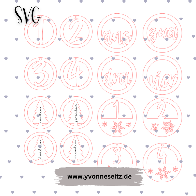 SVG Laser Datei Adventskranzzahlen Advent 1234 Adventskranz Laserdatei – Bild 2
