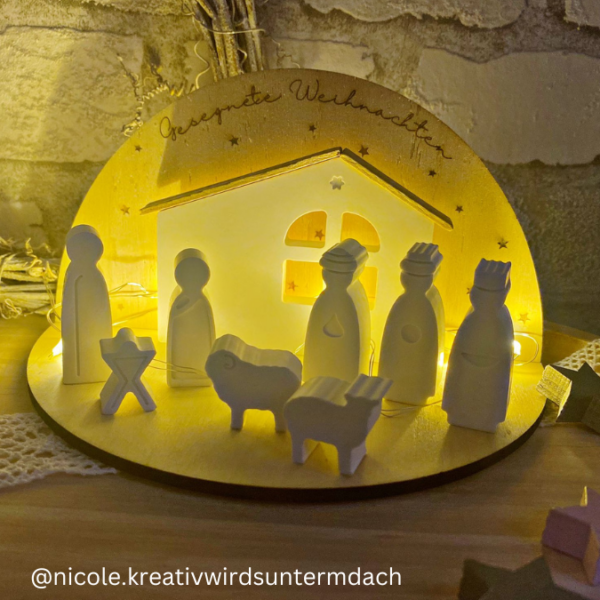 3mm und 4mm Teller für Krippe Dekoteller Ständer Minikrippe SVG Laser Datei Weihnachten Heilige Nacht – Bild 22