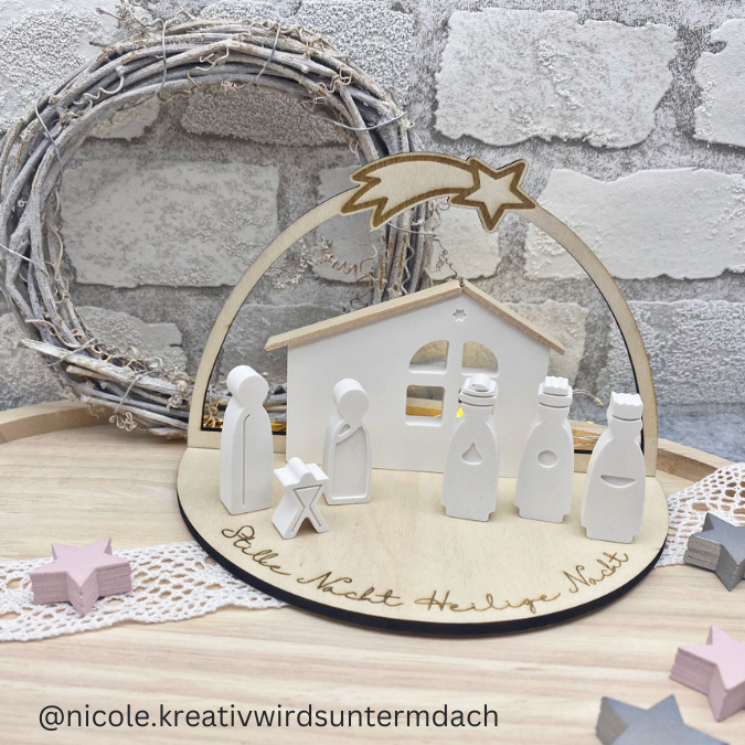 3mm und 4mm Teller für Krippe Dekoteller Ständer Minikrippe SVG Laser Datei Weihnachten Heilige Nacht – Bild 20