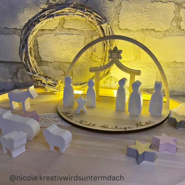 3mm und 4mm Teller für Krippe Dekoteller Ständer Minikrippe SVG Laser Datei Weihnachten Heilige Nacht – Bild 27