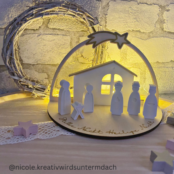 3mm und 4mm Teller für Krippe Dekoteller Ständer Minikrippe SVG Laser Datei Weihnachten Heilige Nacht – Bild 18