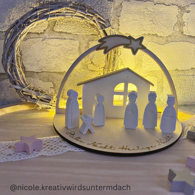 3mm und 4mm Teller für Krippe Dekoteller Ständer Minikrippe SVG Laser Datei Weihnachten Heilige Nacht – Bild 14