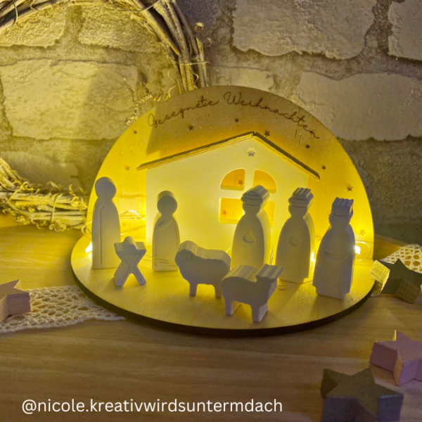 3mm und 4mm Teller für Krippe Dekoteller Ständer Minikrippe SVG Laser Datei Weihnachten Heilige Nacht – Bild 16