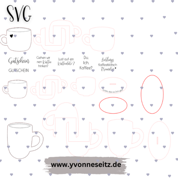 Kaffeedate - für Gutscheine, Geldgeschenke, Blumen Geschenksets 3mm SVG Laser Datei Kaffee Coffee – Bild 2