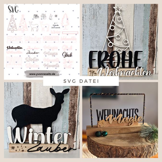 SVG Laser Datei Klötzchen Set Weihnachten Winter XL Set SVG Datei