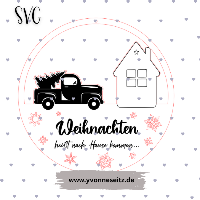 SVG Laser Datei Kranz Türkranz Weihnachten heisst nach Hause kommen... – Bild 2